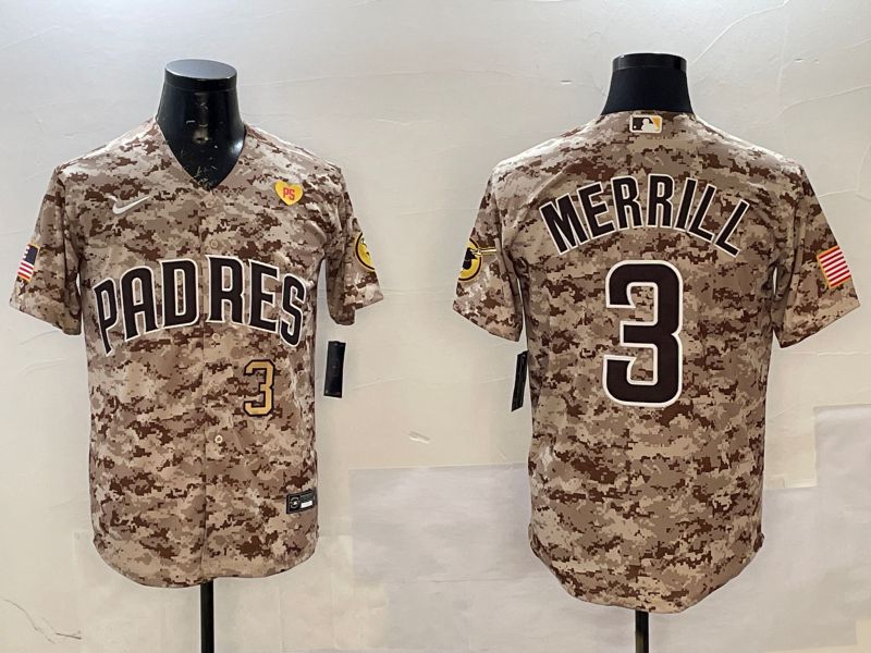 Men San Diego Padres 3 Merrill Camo Game 2025 Nike MLB Jersey style 2